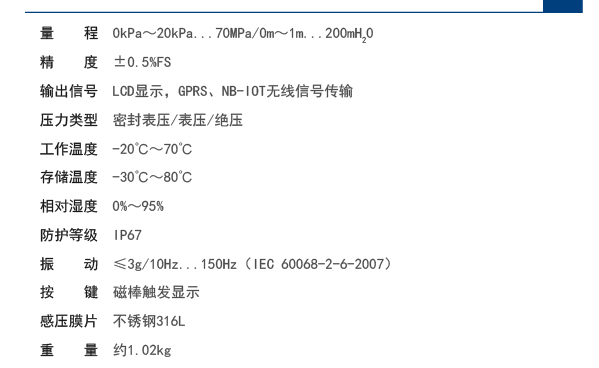 “gprs低功耗無線壓力變送器參數”